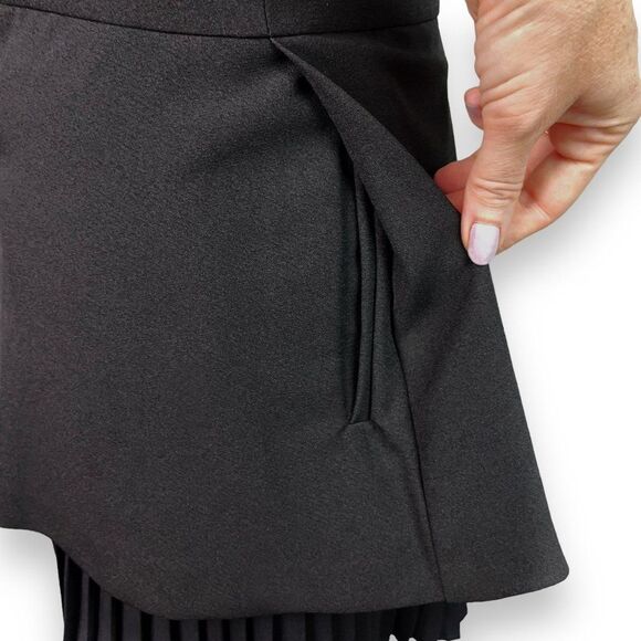 Front Row Shop Structured Crepe A-Line Dress w. Pleated Layered Hem - Picture 9 of 12